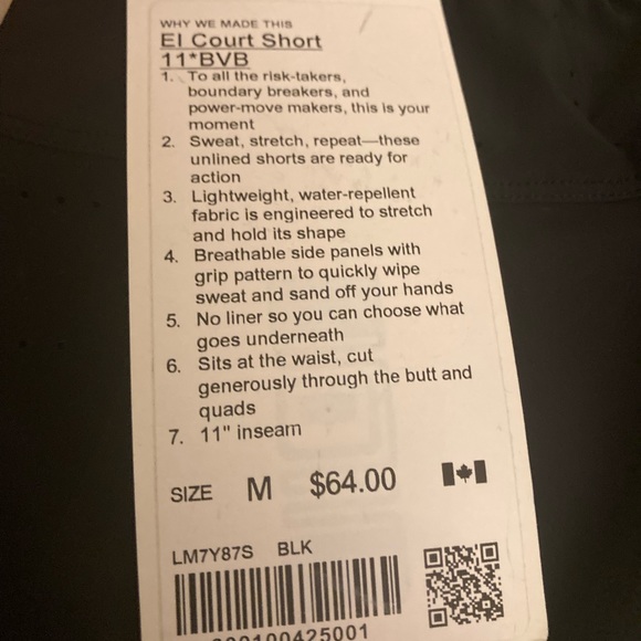 New and Unworn Lululemon El Court Shorts - Picture 7 of 7